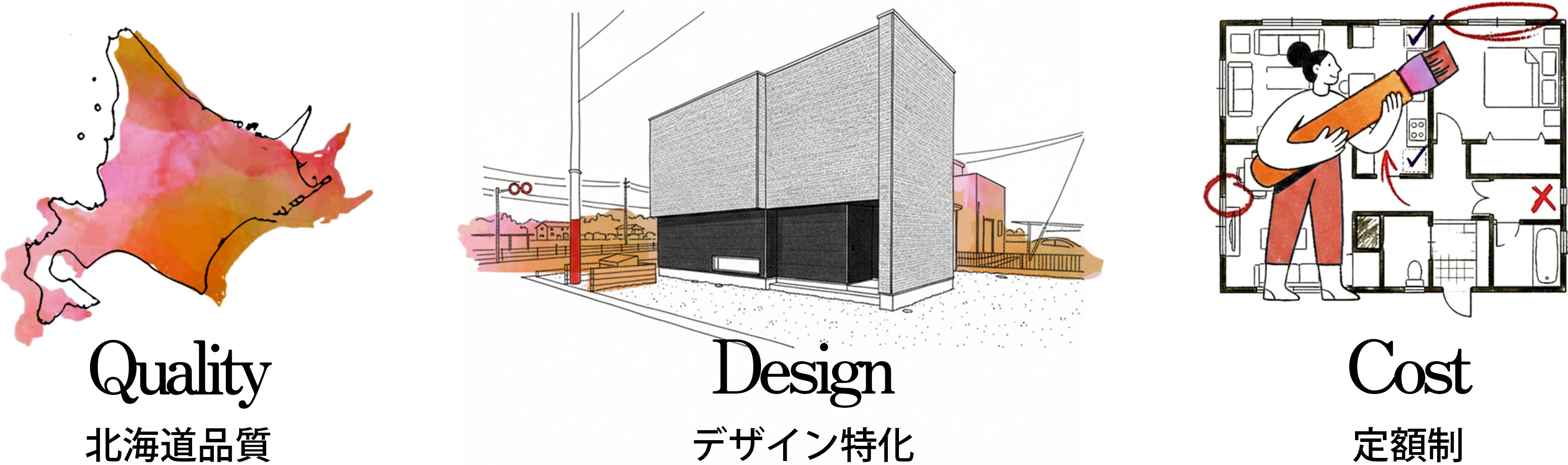 窓がふえたら　形が正方形じゃないから　収納や棚がふえたら　お金が気になってデザインにこだわれない